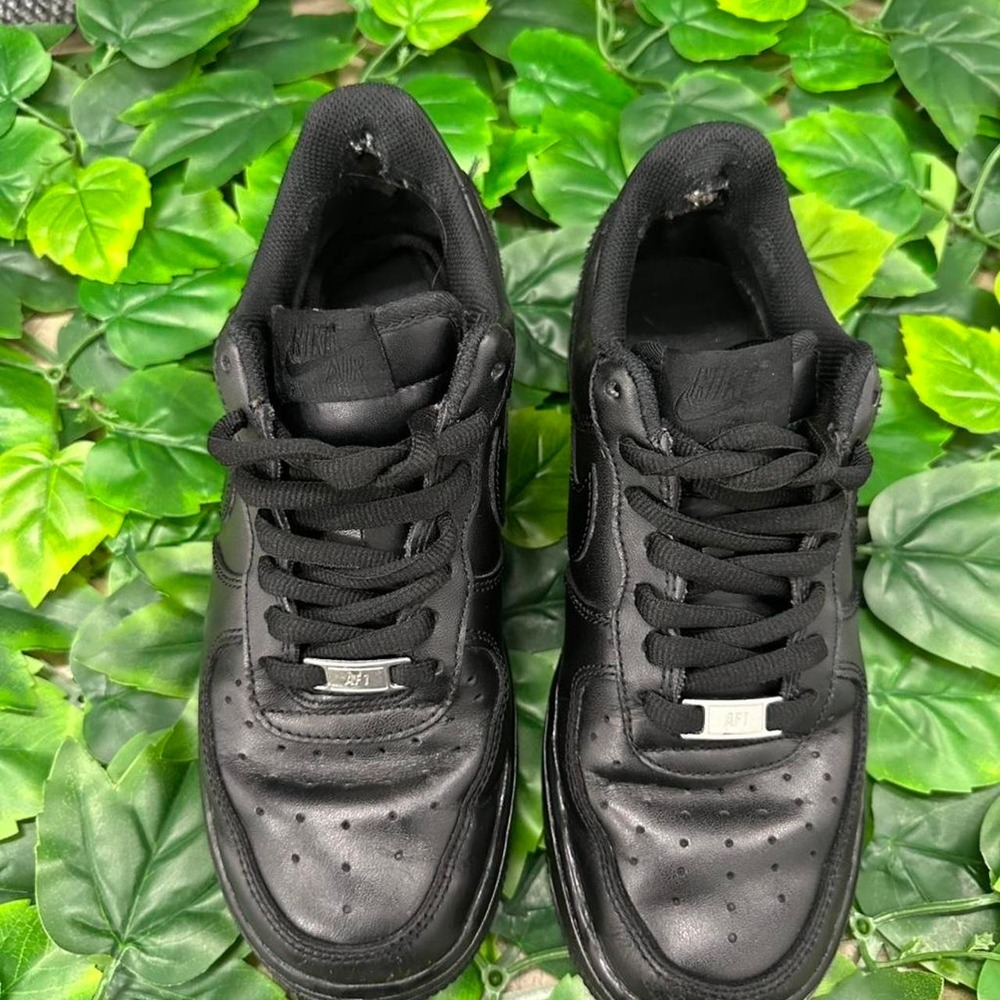 Nike Air Force 1 '07 Triple Black Leather Sneakers - Picture 4 of 8